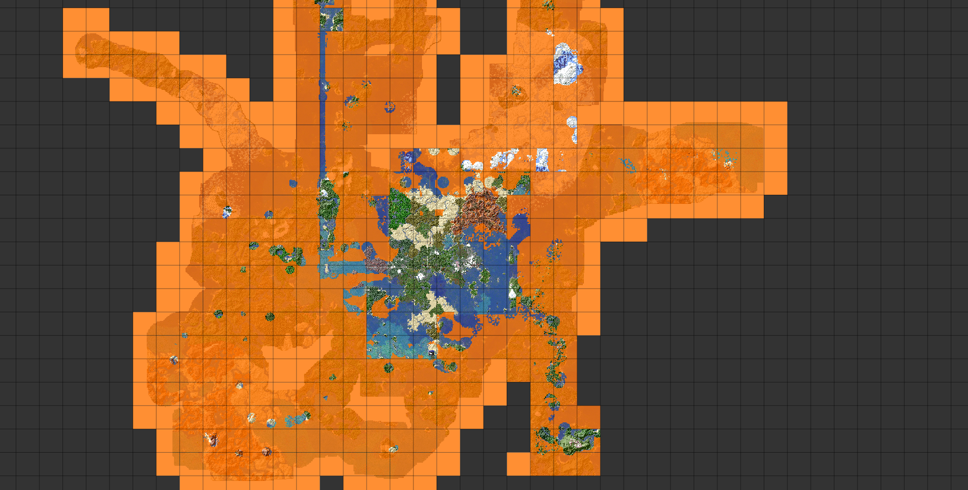 The area around Old Spawn City being trimmed, highlighted in orange.